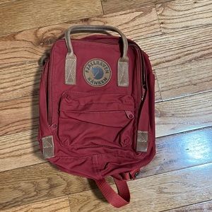 FjallRaven Kanken Mini No2 Red with Brown Leather straps